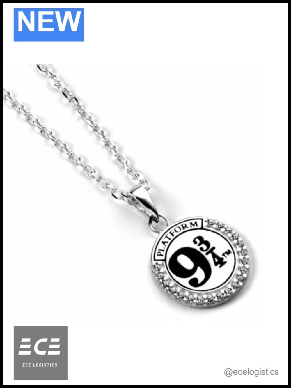 Sterling Silver Platform 9 3/4 Necklace with Crystals